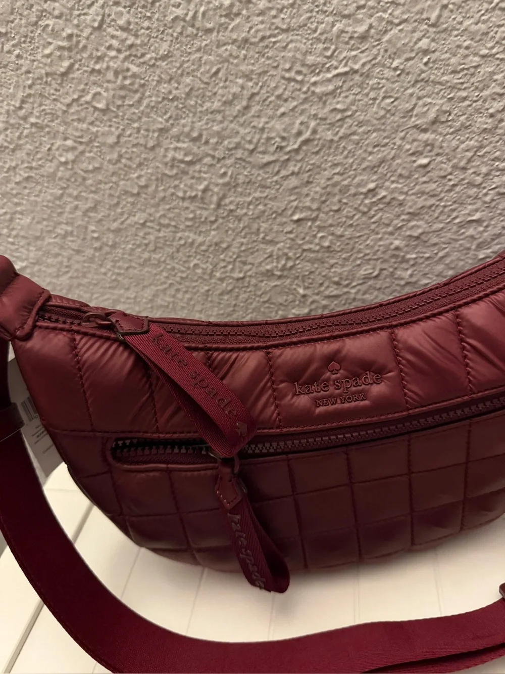 Kate Spade CAMDEN Quilted Crossbody Sling Bag in Deep Berry NWT